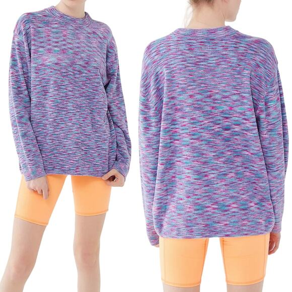 Urban Outfitters Oversized Crew Neck Sweater Space Dye Pullover Purple Blue L - Picture 1 of 6